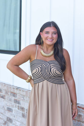 Embroidered Tan Maxi