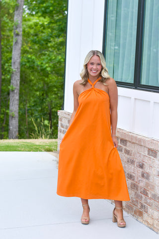 Orange Linen Midi