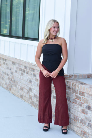 Wide Leg Denim - Wine