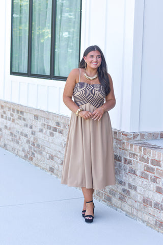 Embroidered Tan Maxi