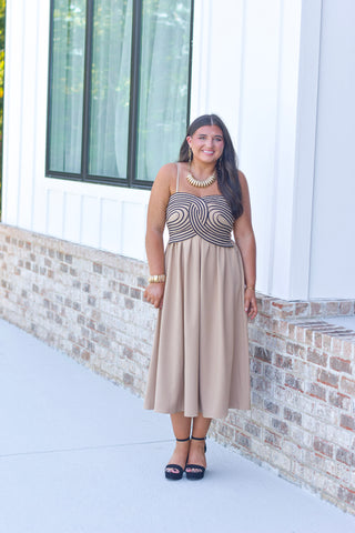 Embroidered Tan Maxi