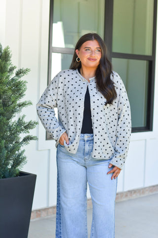 Polka Cardi - Grey