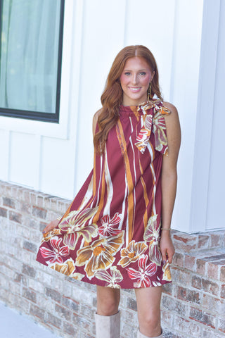 Brick Floral Dress