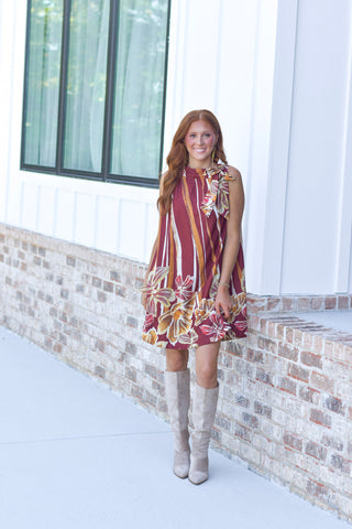 Brick Floral Dress