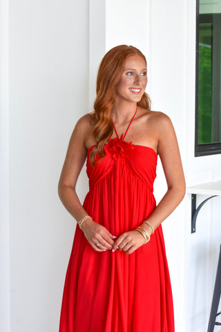 Floral Detail Maxi - Red