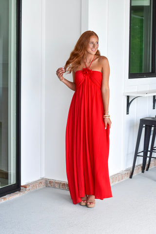 Floral Detail Maxi - Red