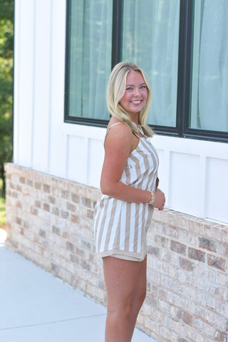 Split Stripe Set - Taupe