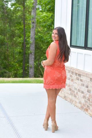 Embroidered Orange Dress
