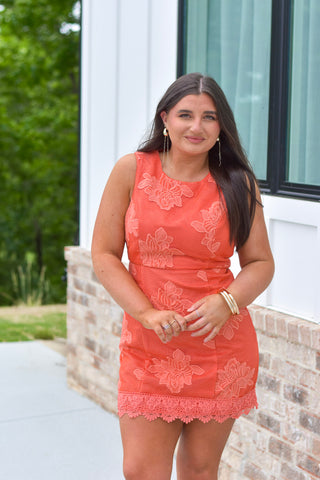 Embroidered Orange Dress