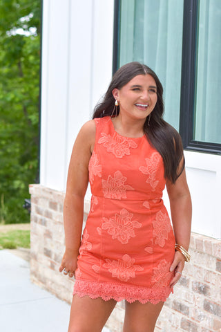 Embroidered Orange Dress