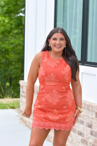 Embroidered Orange Dress