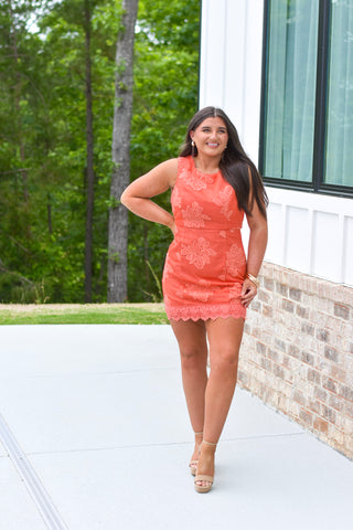 Embroidered Orange Dress Small