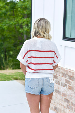 Stripe Knit Top - Red