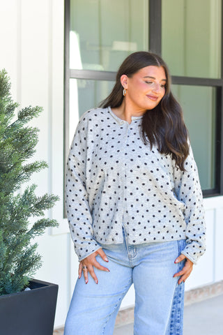Polka Cardi - Grey