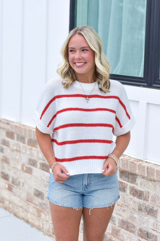 Stripe Knit Top - Red