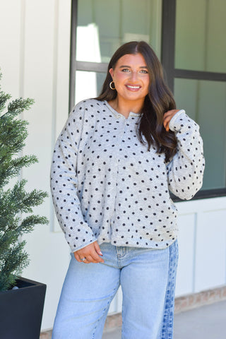 Polka Cardi - Grey