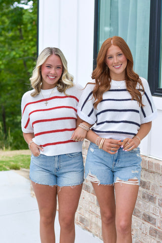 Stripe Knit Top - Black