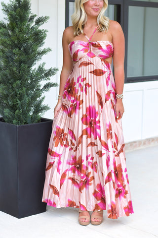Pleated Blossom Maxi