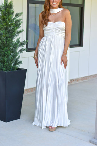 White Pleated Maxi