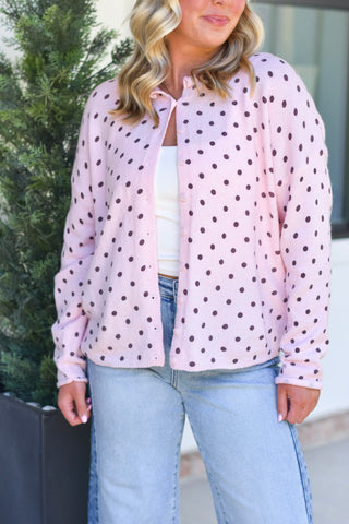 Polka Cardi - Pink