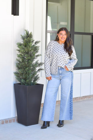 Polka Cardi - Grey