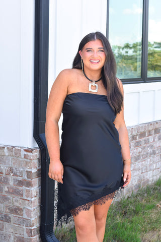 Strapless Lace Dress - Black