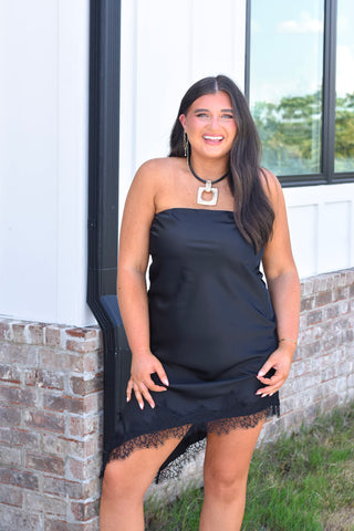 Strapless Lace Dress - Black
