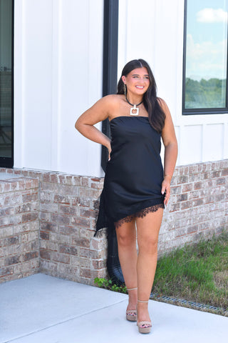 Strapless Lace Dress - Black