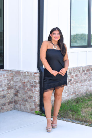 Strapless Lace Dress - Black