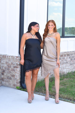 Strapless Lace Dress - Black