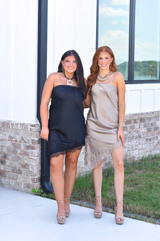 Strapless Lace Dress - Black