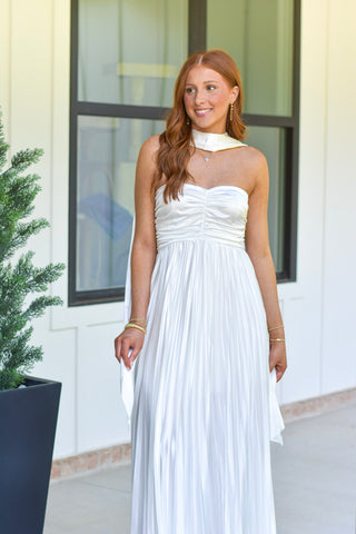 White Pleated Maxi