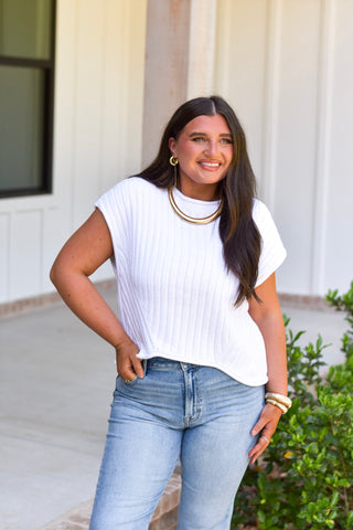 Ribbed Knit Top - Ivory