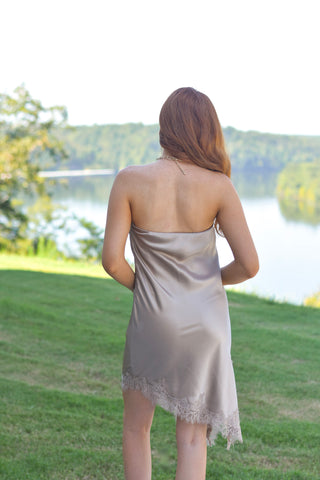 Strapless Lace Dress - Taupe