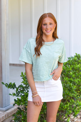 Raw Edge Top - Mint