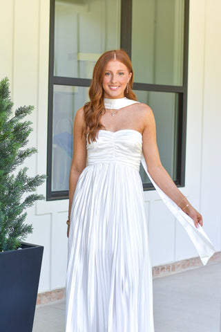 White Pleated Maxi