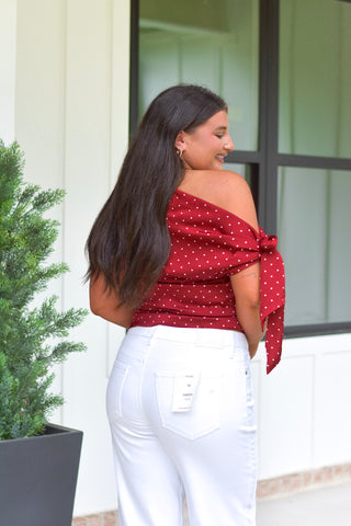 Asymmetric Polka Top - Red