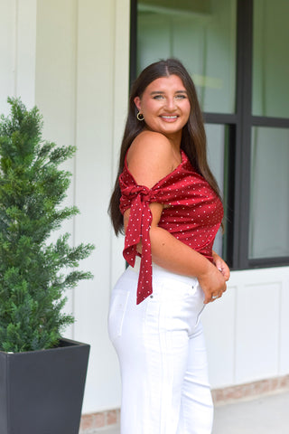Asymmetric Polka Top - Red