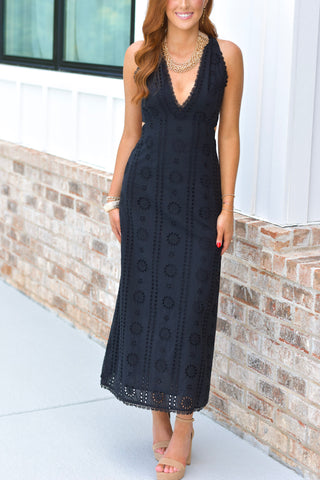 Black Eyelet Midi