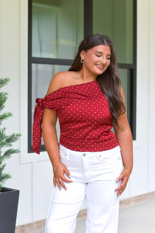 Asymmetric Polka Top - Red