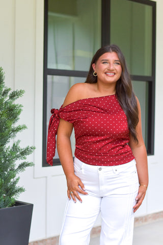 Asymmetric Polka Top - Red