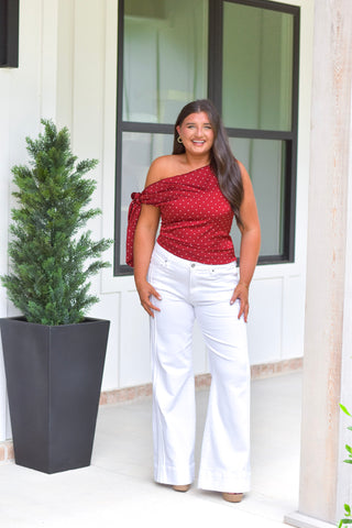 Asymmetric Polka Top - Red