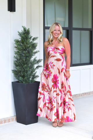 Pleated Blossom Maxi