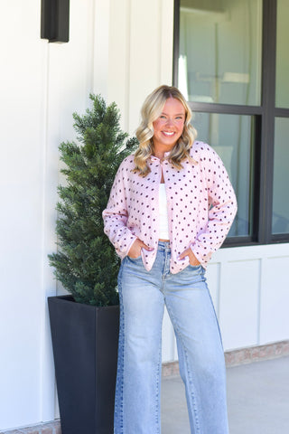 Polka Cardi - Pink