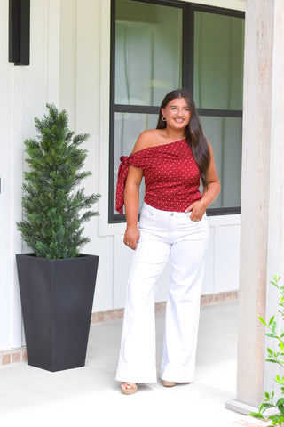 Asymmetric Polka Top - Red