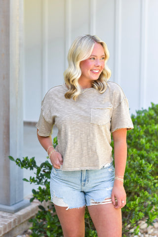 Raw Edge Top - Mocha
