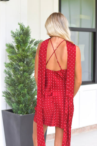 Polka Scarf Mini - Red