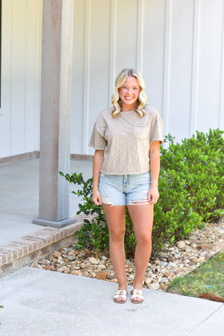 Raw Edge Top - Mocha