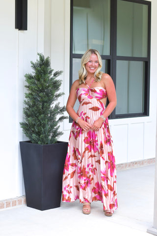 Pleated Blossom Maxi