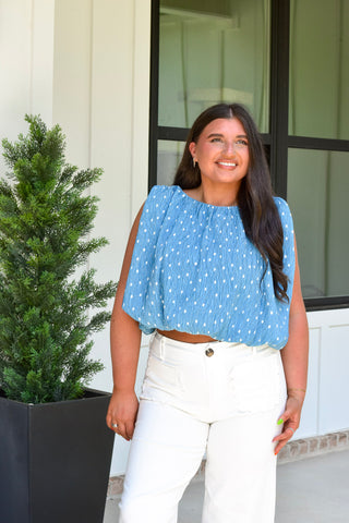 Blue Polka Top